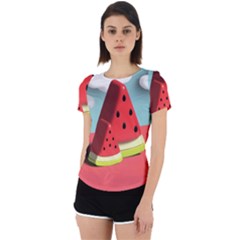 Strawberries Fruit Back Cut Out Sport Tee by Grandong