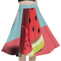 Strawberries Fruit A-Line Full Circle Midi Skirt With Pocket View1