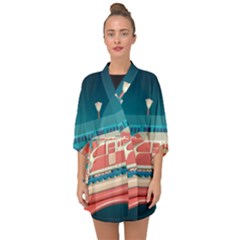 Bridge Transportation Train Toys Half Sleeve Chiffon Kimono by Grandong