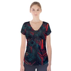 A Dark City Vector Short Sleeve Front Detail Top by Proyonanggan