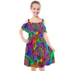 Color Spiral Kids  Cut Out Shoulders Chiffon Dress by Proyonanggan