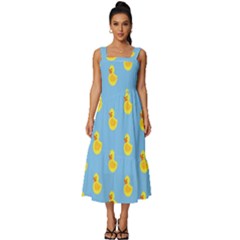 Rubber Duck Pattern Square Neckline Tiered Midi Dress by Valentinaart