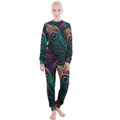 Peacock Feathers Nature Feather Pattern Women s Lounge Set by pakminggu