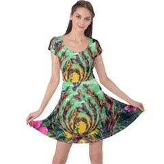 Monkey Tiger Bird Parrot Forest Jungle Style Cap Sleeve Dress by Grandong