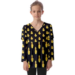 Rubber Duck Kids  V Neck Casual Top by Valentinaart