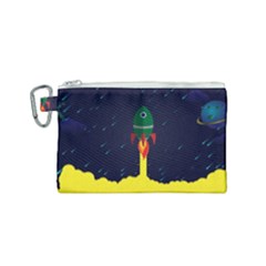 Rocket Halftone Astrology Astronaut Canvas Cosmetic Bag (small) by Bangk1t