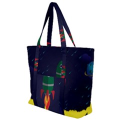 Rocket Halftone Astrology Astronaut Zip Up Canvas Bag by Bangk1t