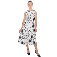 Dog Pattern Midi Tie-back Chiffon Dress by Bangk1t