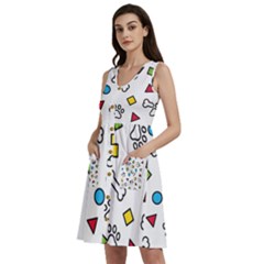 Dog Paw Seamless Pattern Footprint Bone Sleeveless Dress With Pocket by Bangk1t