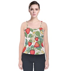 Strawberry Fruit Velvet Spaghetti Strap Top by Amaryn4rt