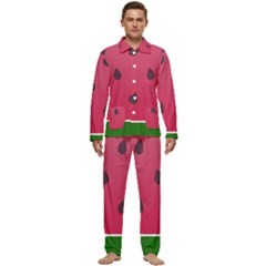 Watermelon Fruit Summer Red Fresh Food Healthy Men s Long Sleeve Velvet Pocket Pajamas Set by pakminggu