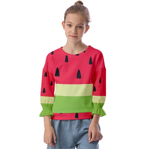 Watermelon Fruit Food Healthy Vitamins Nutrition Kids  Cuff Sleeve Top by pakminggu