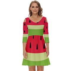 Watermelon Fruit Food Healthy Vitamins Nutrition Shoulder Cut Out Zip Up Dress by pakminggu