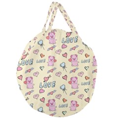 Pig Animal Love Romance Seamless Texture Pattern Giant Round Zipper Tote by pakminggu