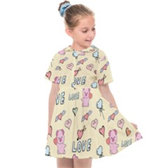 Pig Animal Love Romance Seamless Texture Pattern Kids  Sailor Dress by pakminggu