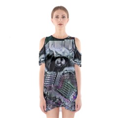 Cyberpunk Drama Shoulder Cutout One Piece Dress by MRNStudios