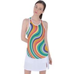 Swirl Twirl Rainbow Retro Racer Back Mesh Tank Top by Ravend