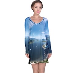 Futuristic City Fantasy Scifi Long Sleeve Nightdress by Ravend