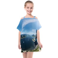 Futuristic City Fantasy Scifi Kids  One Piece Chiffon Dress by Ravend