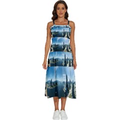 Futuristic City Fantasy Scifi Sleeveless Shoulder Straps Boho Dress by Ravend