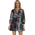 Waterfall Rainbow V-Neck Placket Mini Dress View1