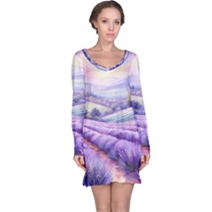 Lavender Flower Tree Long Sleeve Nightdress by Ravend