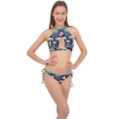 Mushroom Fungus Cross Front Halter Bikini Set by Ravend