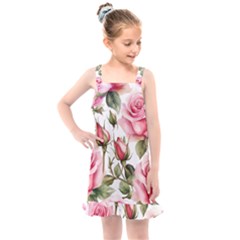 Flower Rose Pink Kids  Overall Dress by Ravend