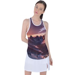 Landscape Mountains Nature Racer Back Mesh Tank Top by Ravend