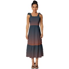 Sky Gradient Tie-strap Tiered Midi Chiffon Dress by artworkshop