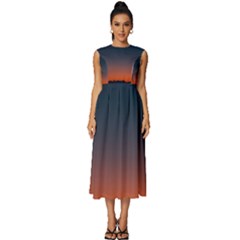 Sky Gradient Sleeveless Round Neck Midi Dress by artworkshop