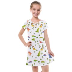 Vector Baby Dino Seamless Pattern Kids  Cross Web Dress by Grandong