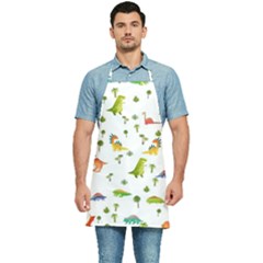 Vector Baby Dino Seamless Pattern Kitchen Apron by Grandong