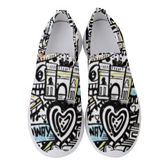 New York City Nyc Broadway Doodle Art Women s Slip On Sneakers by Grandong