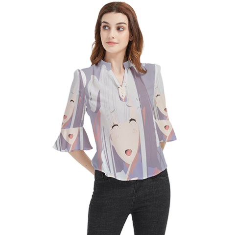 Emilia Rezero Loose Horn Sleeve Chiffon Blouse by artworkshop