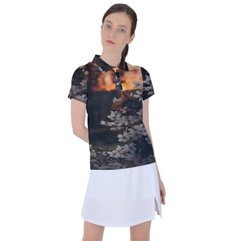 White Flower Women s Polo Tee by artworkshop