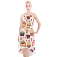 Dessert And Cake For Food Pattern High-low Halter Chiffon Dress  by Grandong