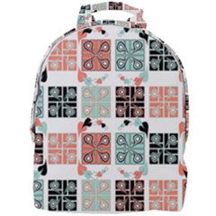 Mint Black Coral Heart Paisley Mini Full Print Backpack by Grandong