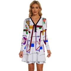 Mathematics Formula Physics School Long Sleeve Deep V Mini Dress  by Grandong