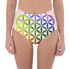 Mandala Rainbow Colorful Reversible High-waist Bikini Bottoms by Grandong