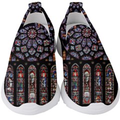 Chartres Cathedral Notre Dame De Paris Stained Glass Kids  Slip On Sneakers by Grandong