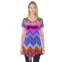 Pattern Chevron Zigzag Background Short Sleeve Tunic  by Grandong