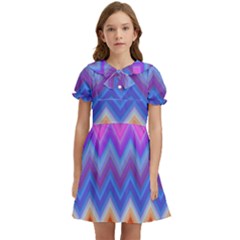 Pattern Chevron Zigzag Background Kids  Bow Tie Puff Sleeve Dress by Grandong