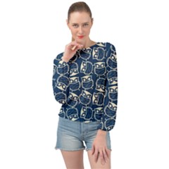 Cute Seamless Owl Background Pattern Banded Bottom Chiffon Top by Grandong