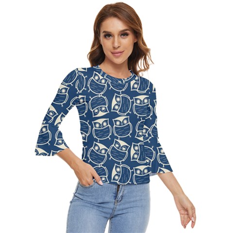 Cute Seamless Owl Background Pattern Bell Sleeve Top by Grandong