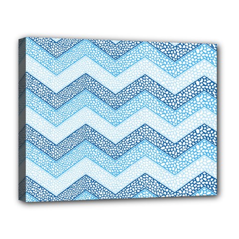 Seamless Pattern Of Cute Summer Blue Line Zigzag Canvas 14  X 11  (stretched) by Grandong