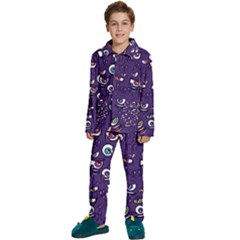 Eye Artwork Decor Eyes Pattern Purple Form Backgrounds Illustration Kids  Long Sleeve Velvet Pajamas Set by Grandong