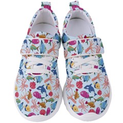 Sea Creature Themed Artwork Underwater Background Pictures Women s Velcro Strap Shoes by Grandong