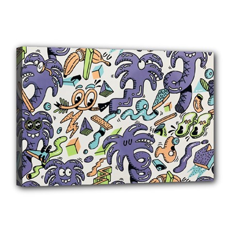 Purple Orange Green Blue Cartoon Canvas 18  X 12  (stretched) by Grandong