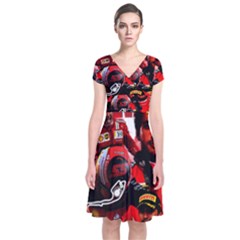 Carlos Sainz Short Sleeve Front Wrap Dress by Boster123